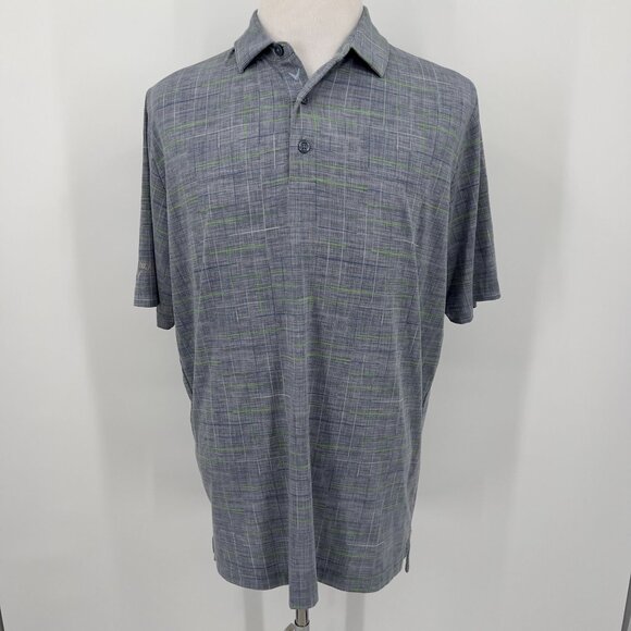 Callaway Men's Opti-Dri Golf Polo Shirt L Large Gray/Green Plaid - Picture 2 of 10